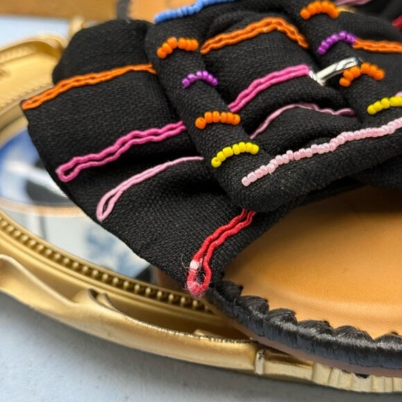 🆕 GIANNI BINI 🧿 NWOB JaxsonTwo Black & Rainbow Striped Linen Slide Sandal, Sz6 - Picture 15 of 15